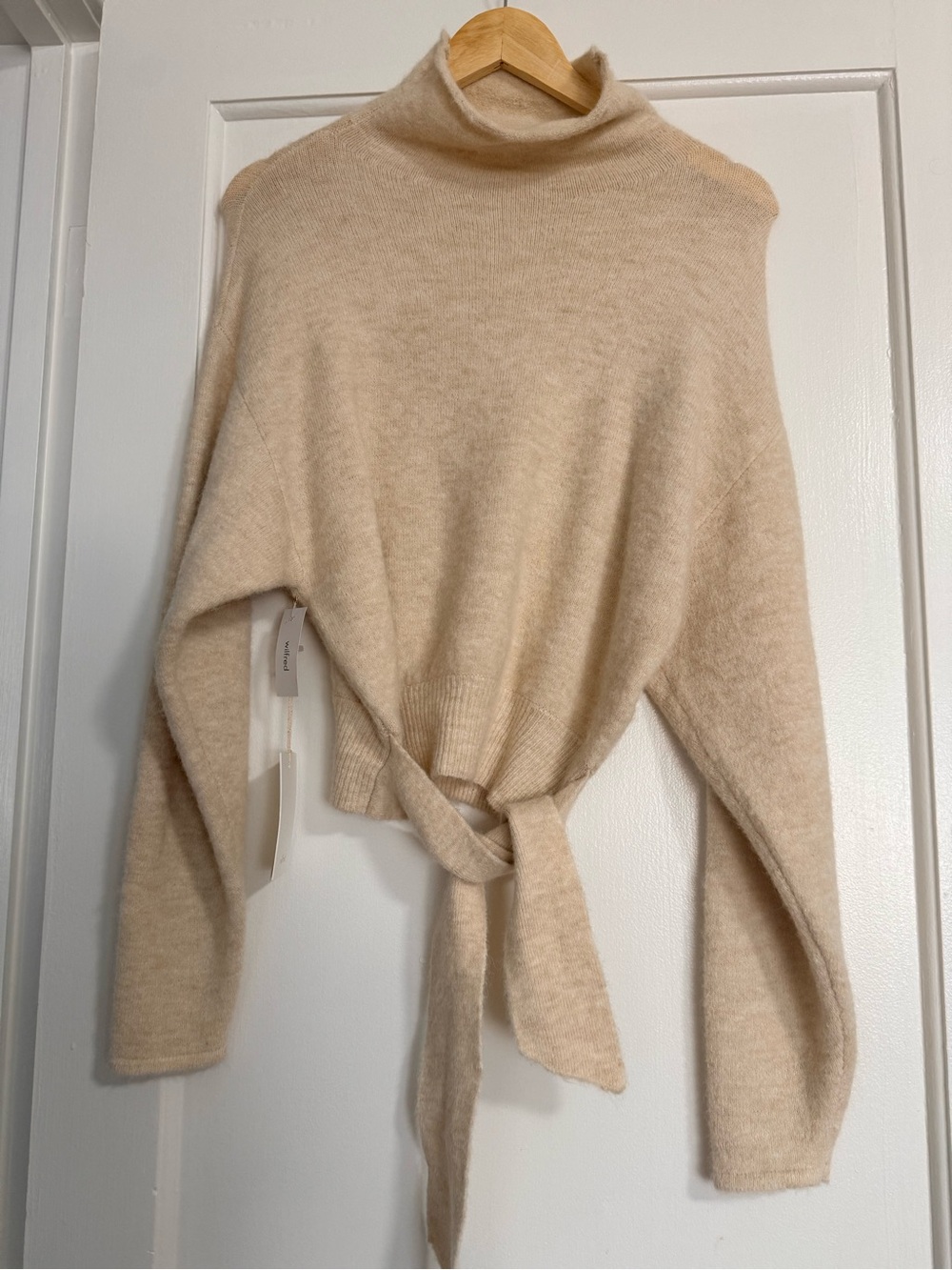 NWT Wilfred Ivory Tie-Waist Turtleneck Sweater